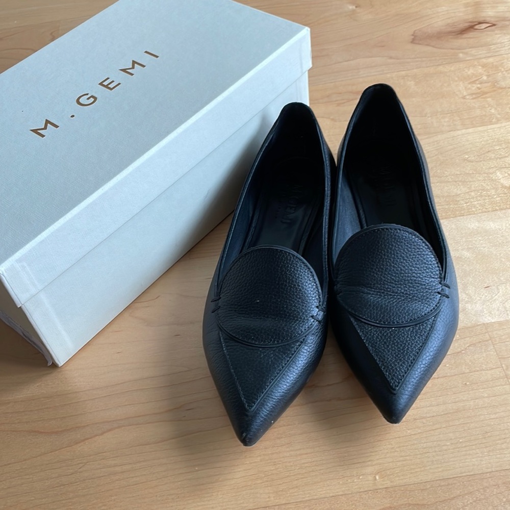 M Gemi leather stellato anello flats